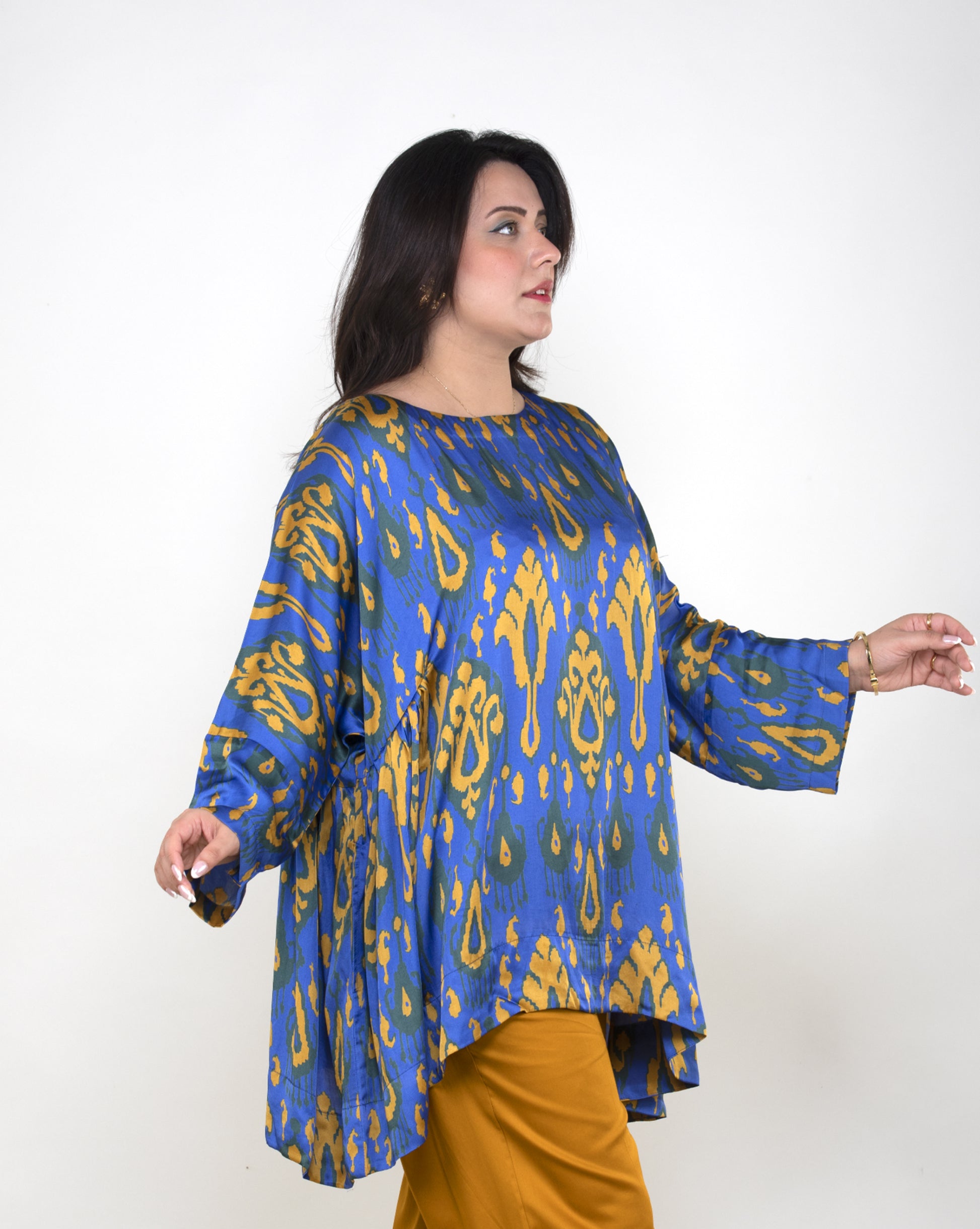 Buy Blue Ikat Cotton Women Top Online