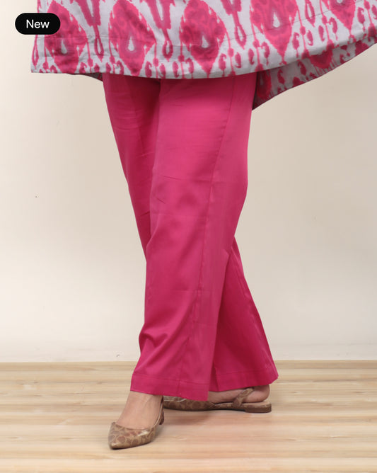 Pink Cotton Straight Pants for Women