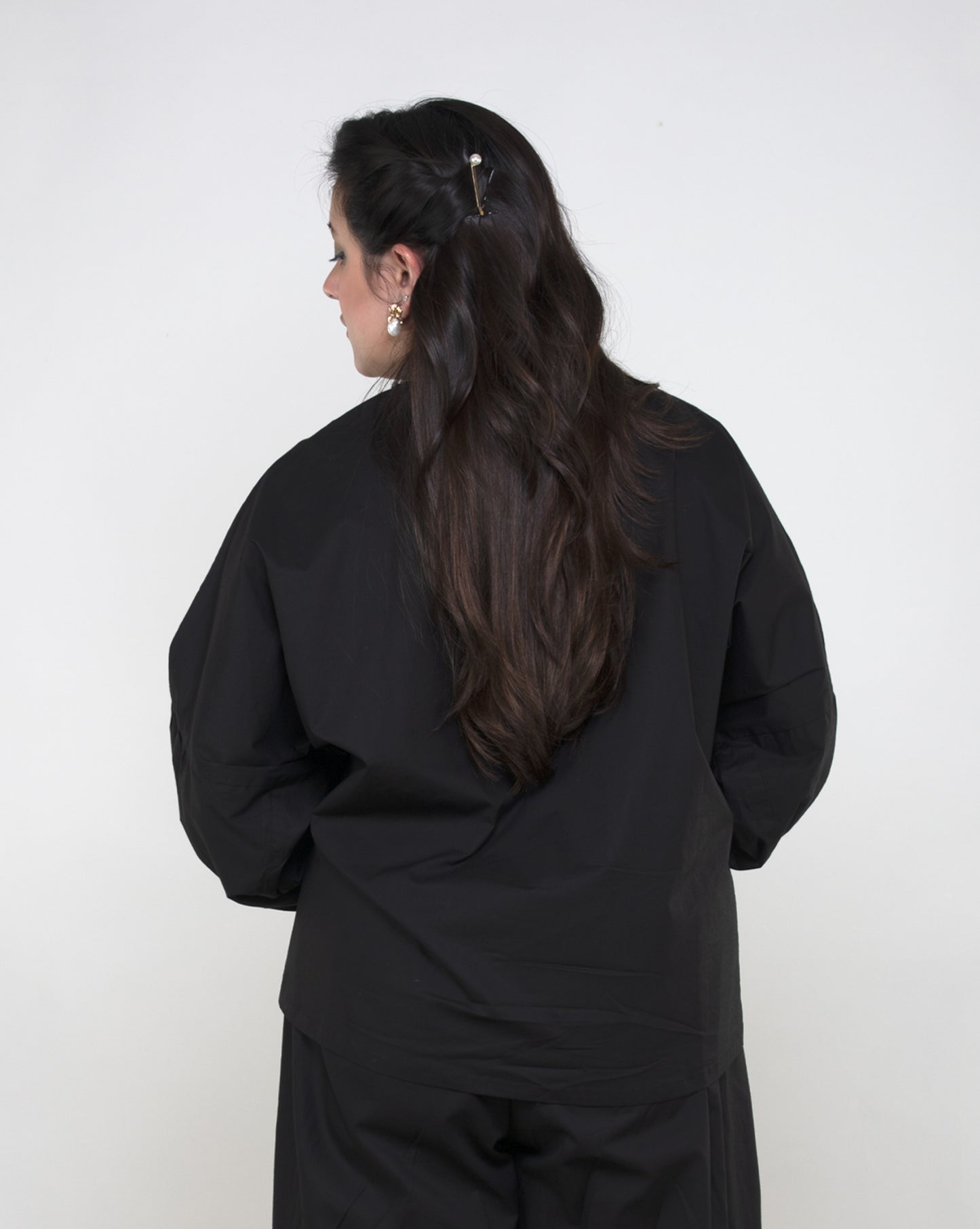 Black Pearl-Embellished Cotton Shirt