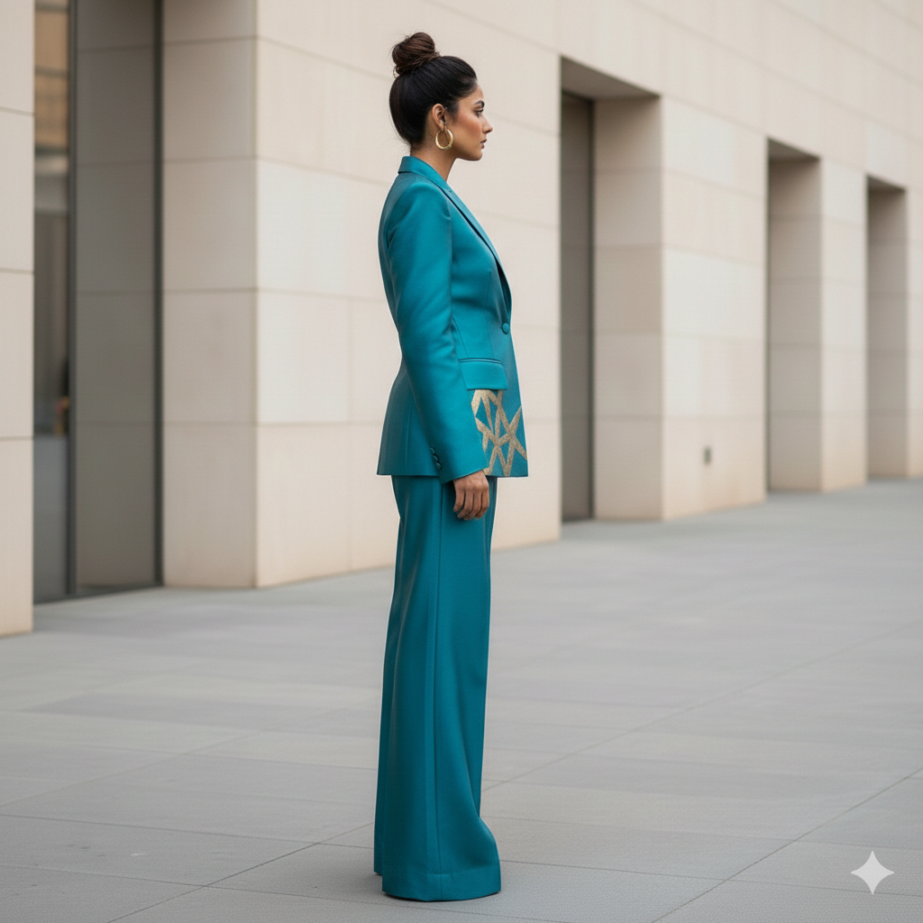 The Deep Teal Silk Art-Deco Set