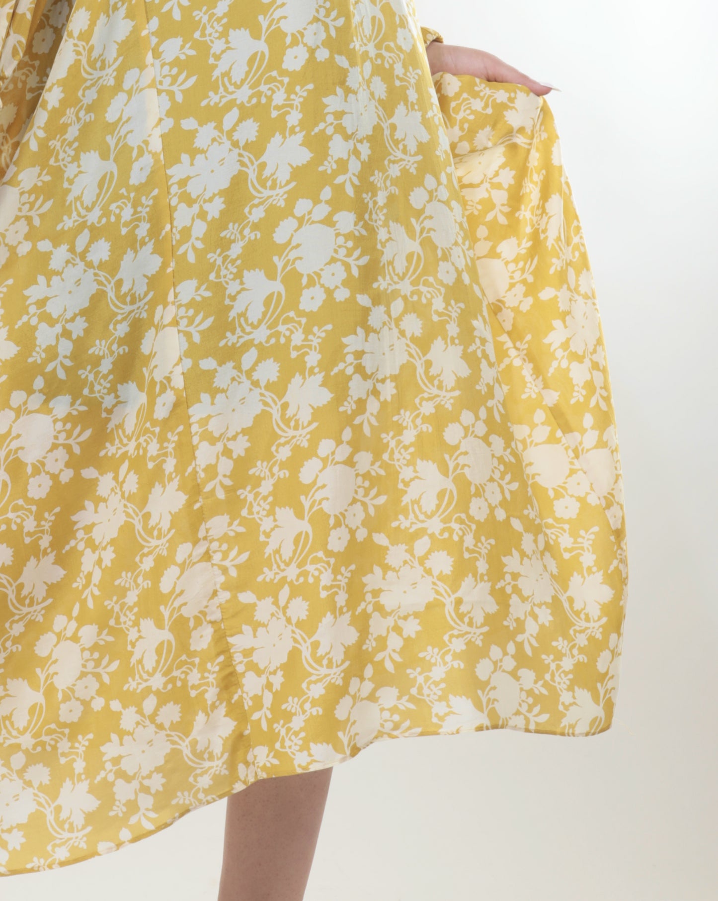 Yellow Floral Muslin A-Line Maxi Dress