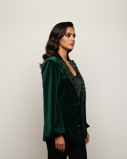 The 'Nocturne' Jewel-Lapel Velvet Jacket