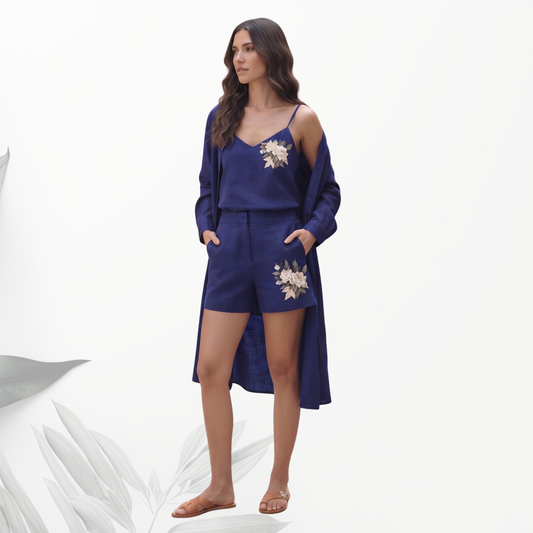 Blue Flora Three Piece Co-ord Set