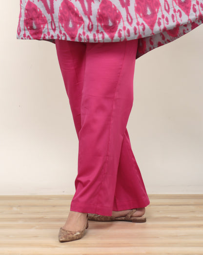 Pink Cotton Straight Pants for Women