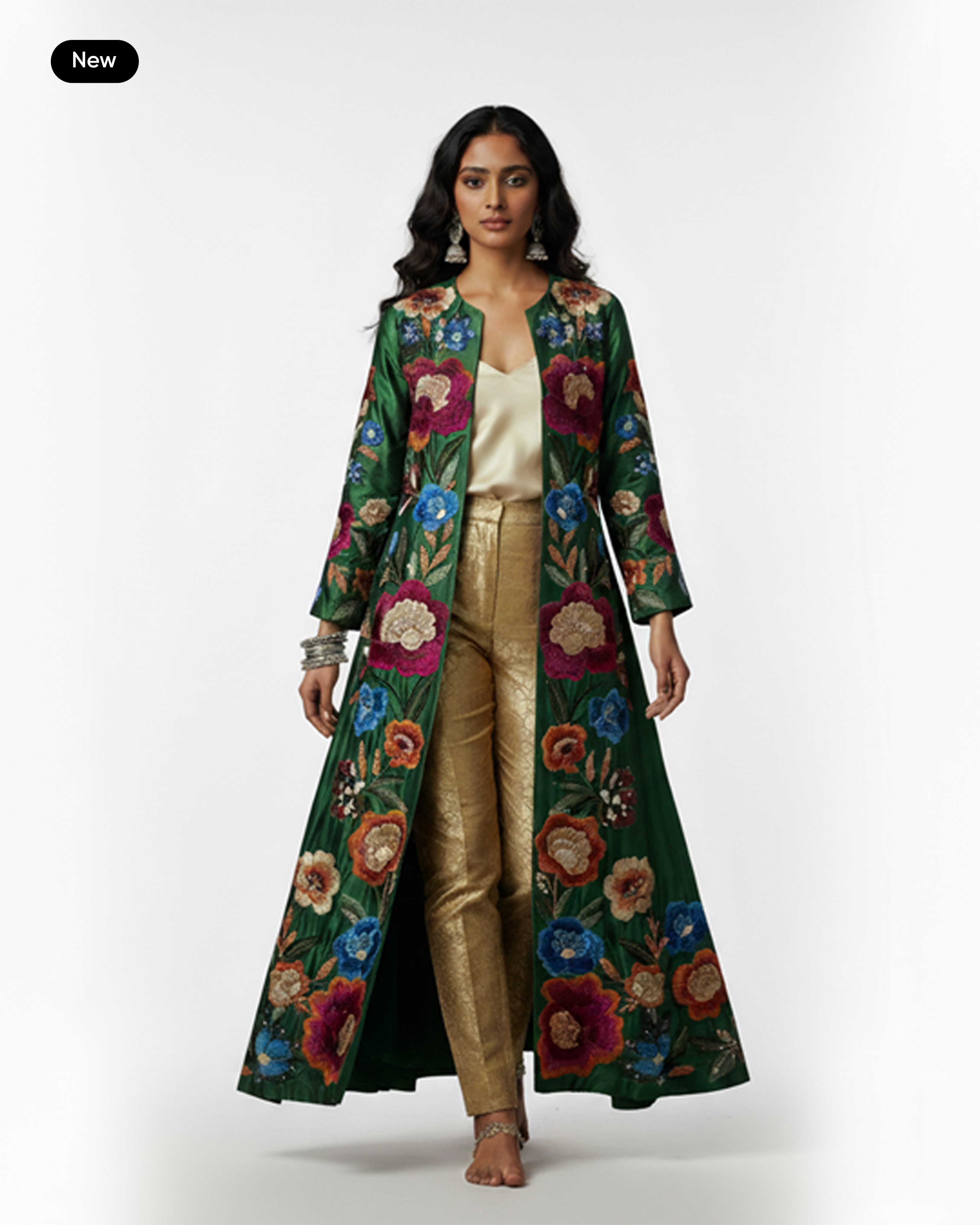 The Emerald Garden Silk Overcoat