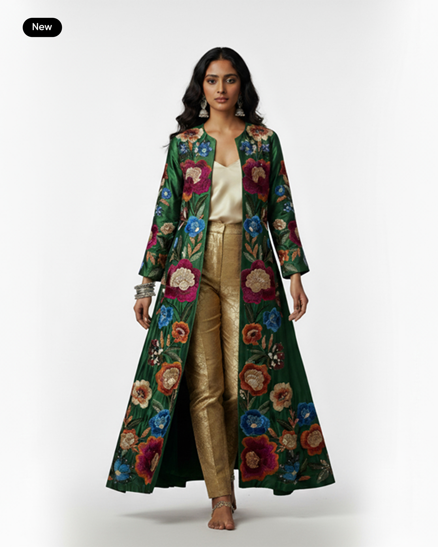The Emerald Garden Silk Overcoat