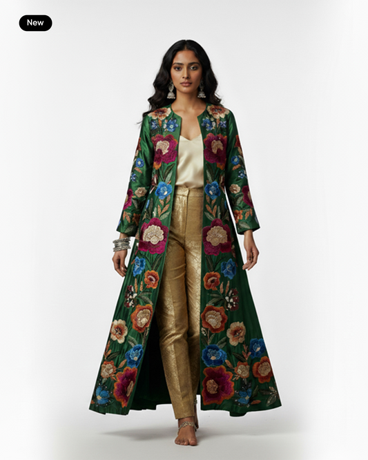 The Emerald Garden Silk Overcoat