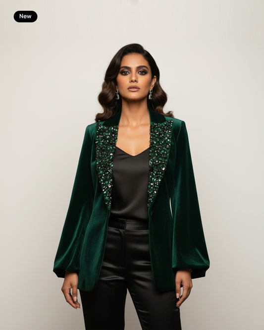 The 'Nocturne' Jewel-Lapel Velvet Jacket