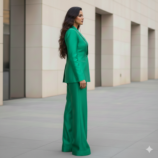 The Emerald Silk Blazer & Trouser Set