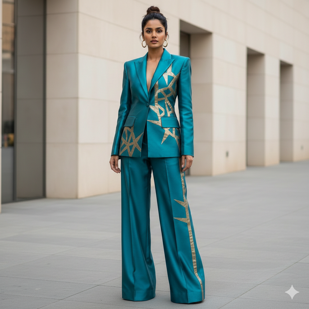 The Deep Teal Silk Art-Deco Set