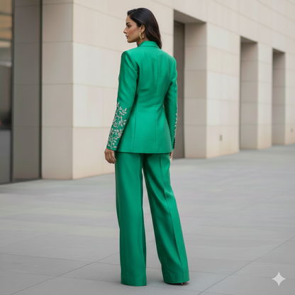 The Emerald Silk Blazer & Trouser Set