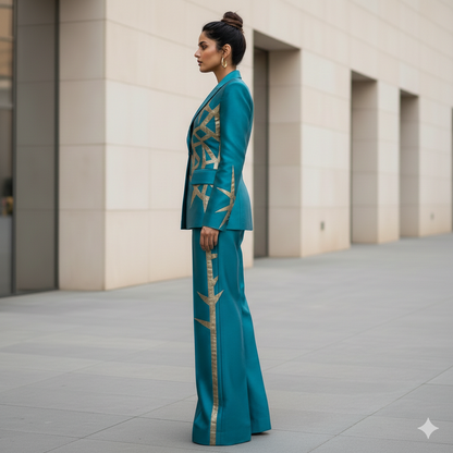 The Deep Teal Silk Art-Deco Set