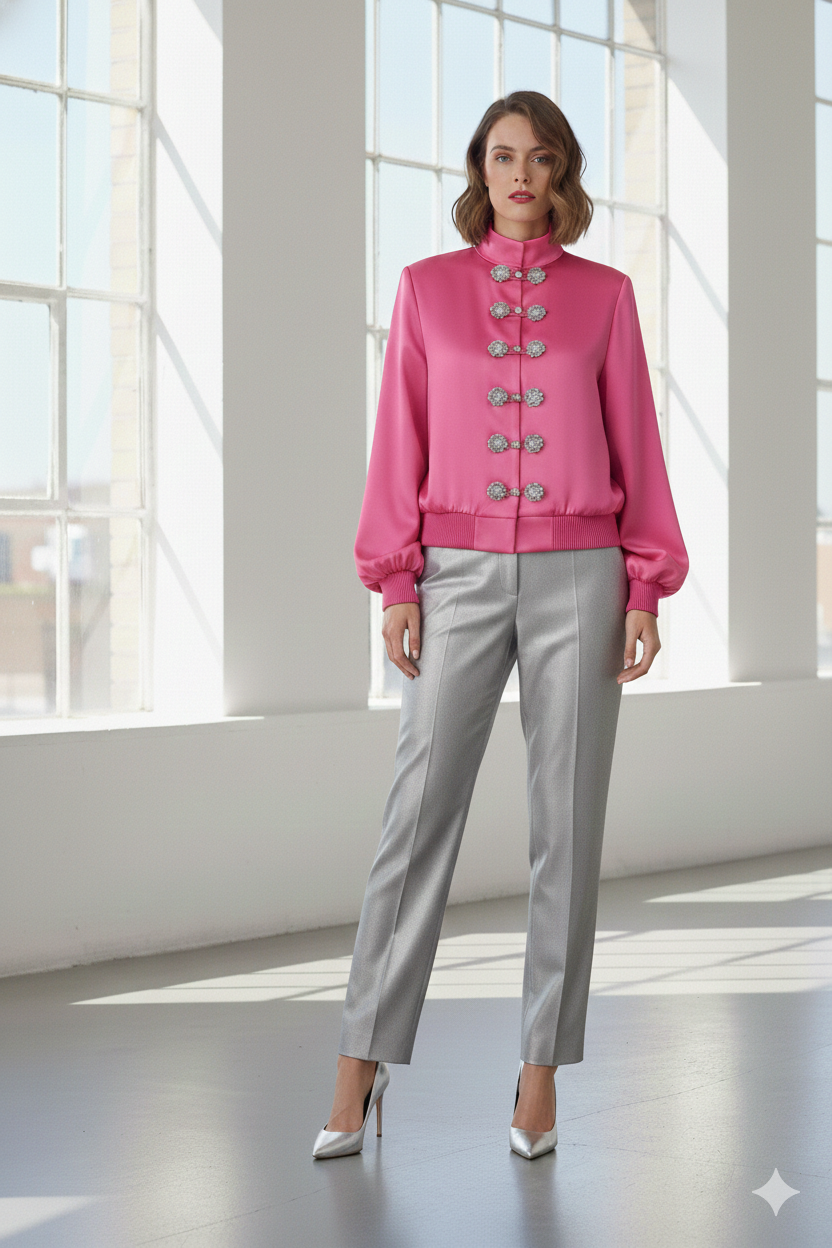 Candy Pink Bomber pants set