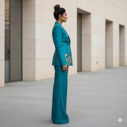 The Deep Teal Silk Art-Deco Set