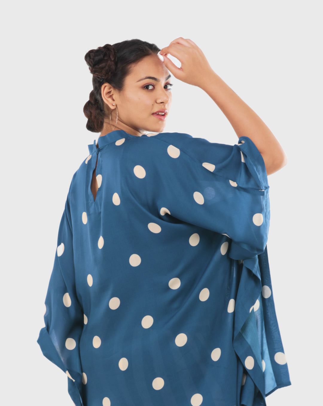 Blue & Cream Polka Dot Top