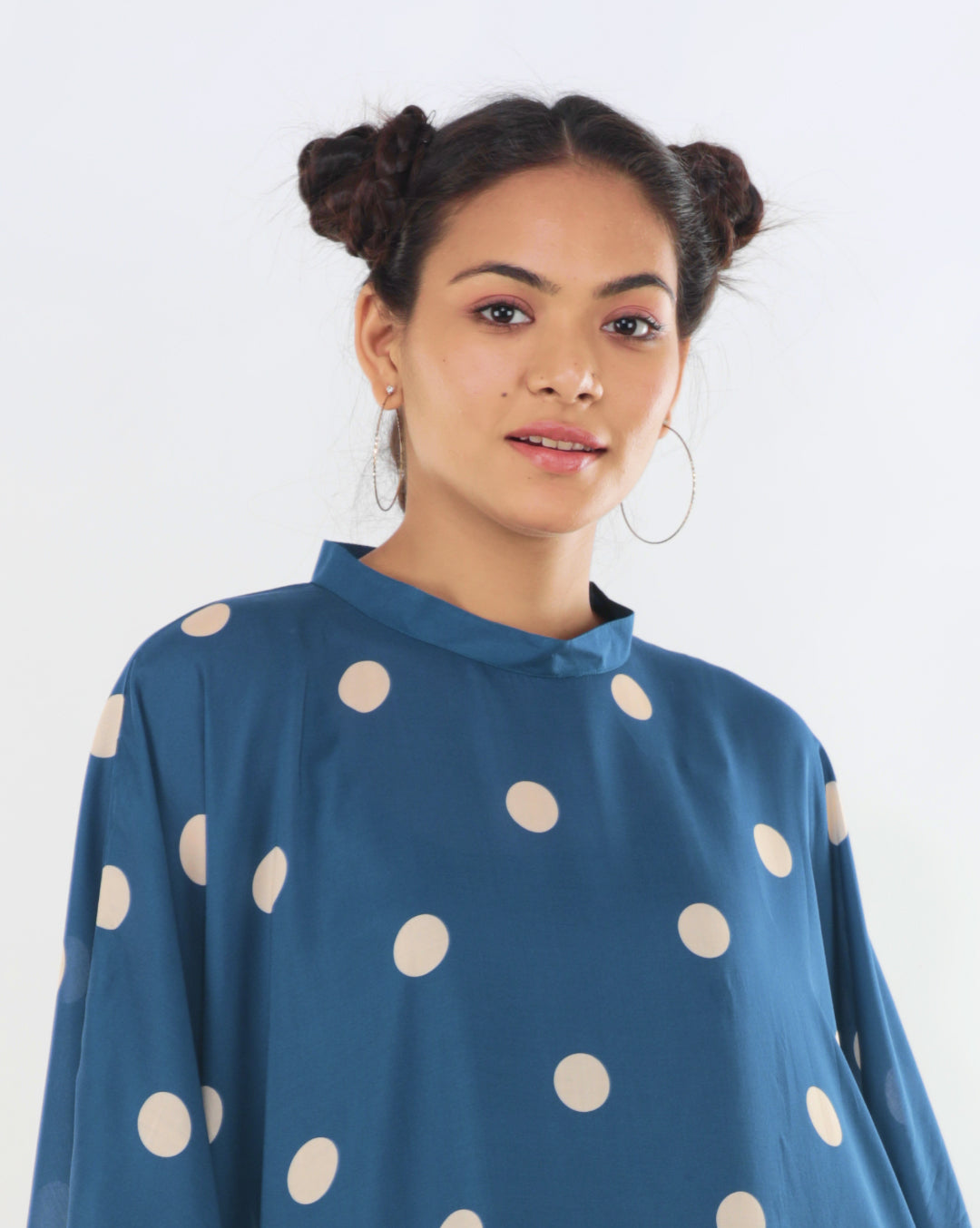 Blue & Cream Polka Dot Top