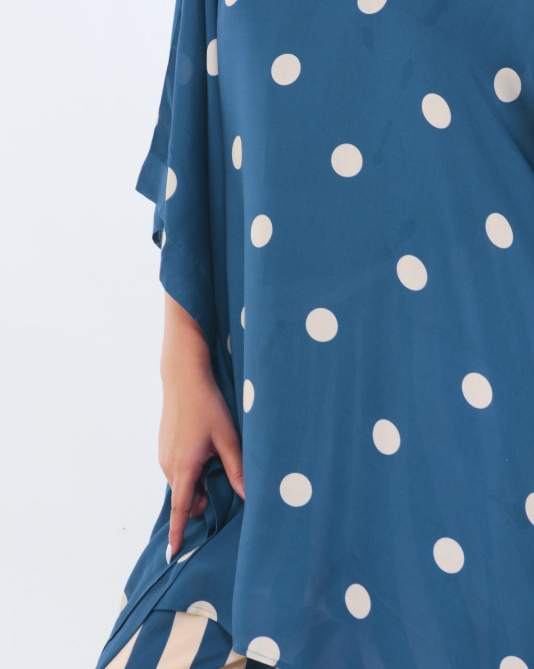 Blue & Cream Polka Dot Top