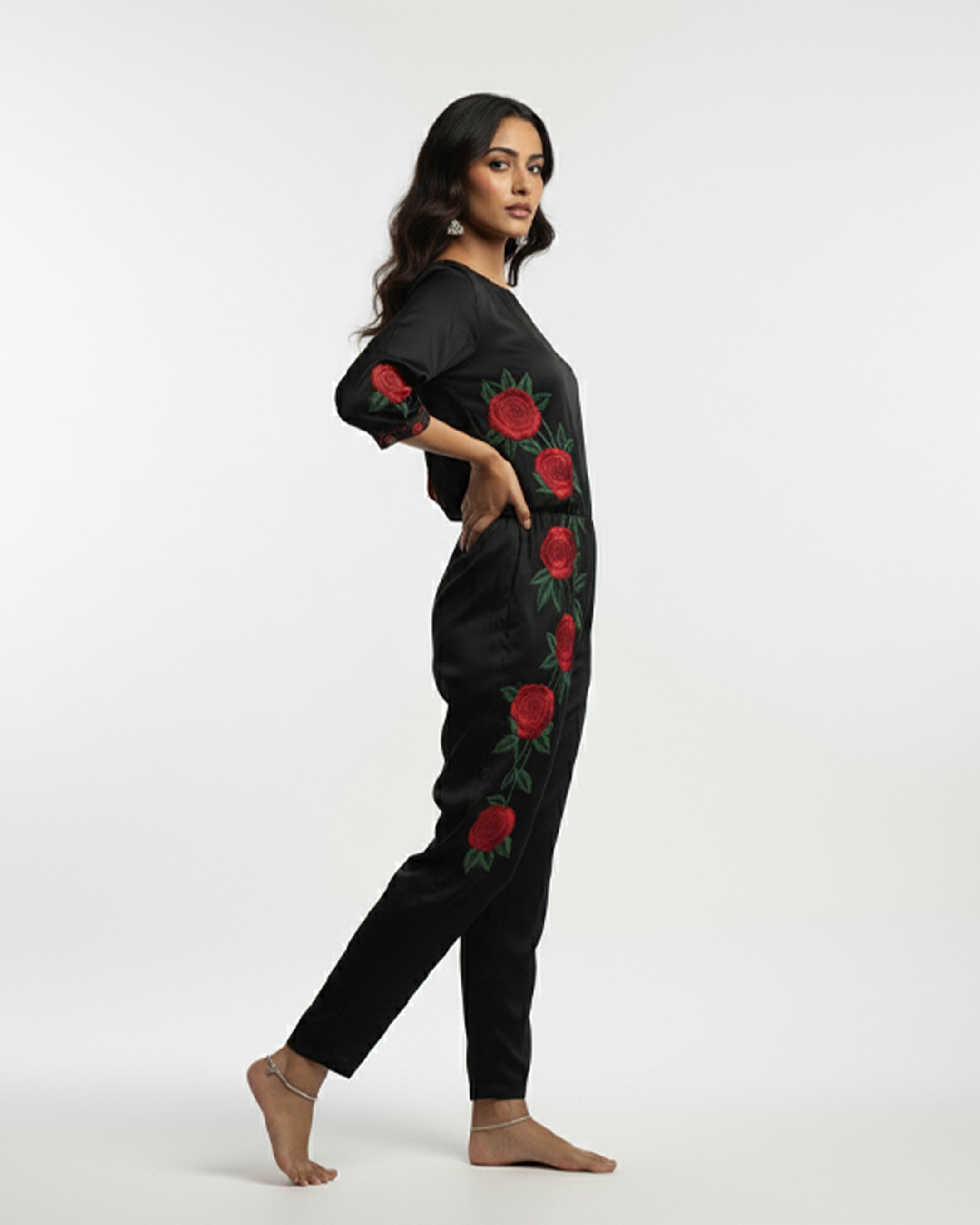 The Noir Rose Sculptural Jumpsuit