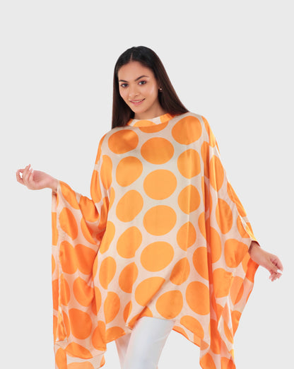 Shop Orange & Cream Polka Dot Top Online