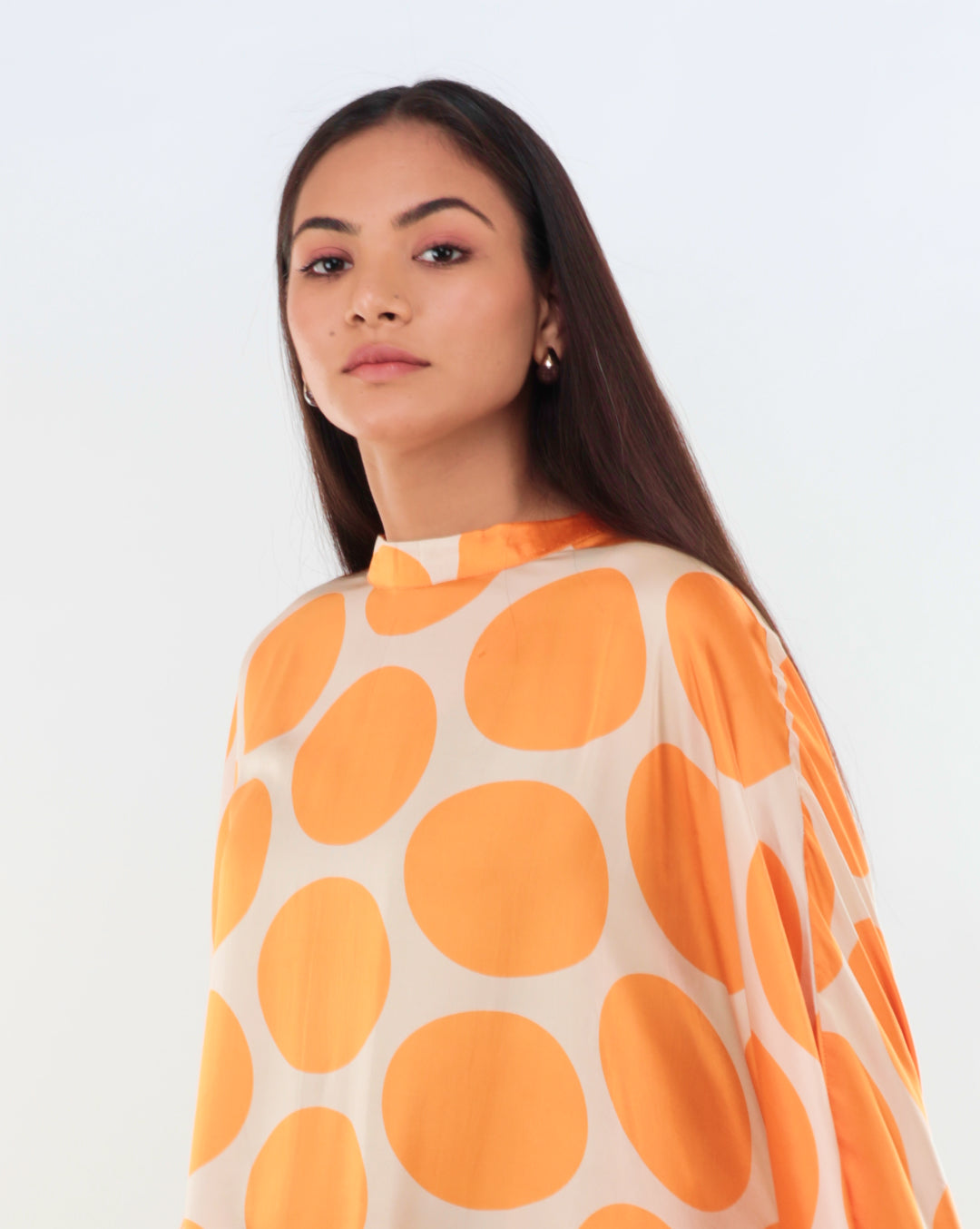 Long tunic tops for women with polka dots