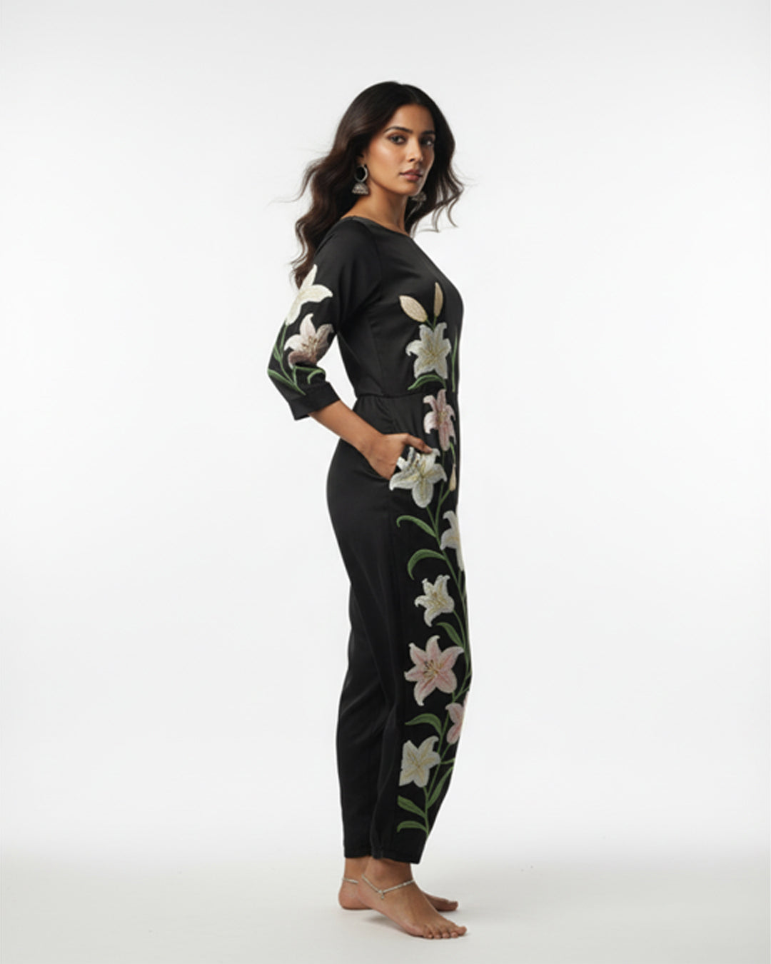 The Noir Lily Sculptural Jumpsuit