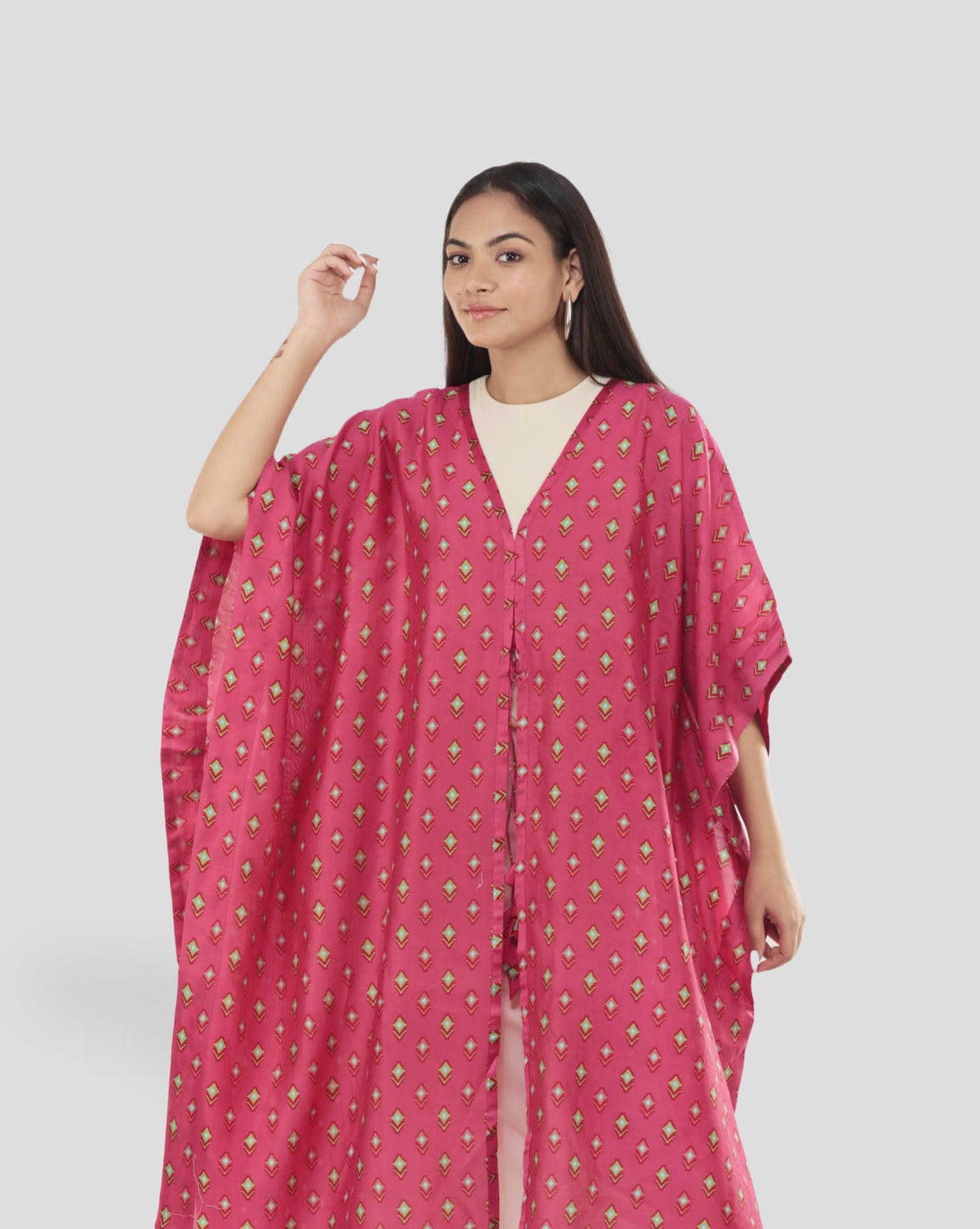 Pink Chanderi Cape with Statement Back Patch