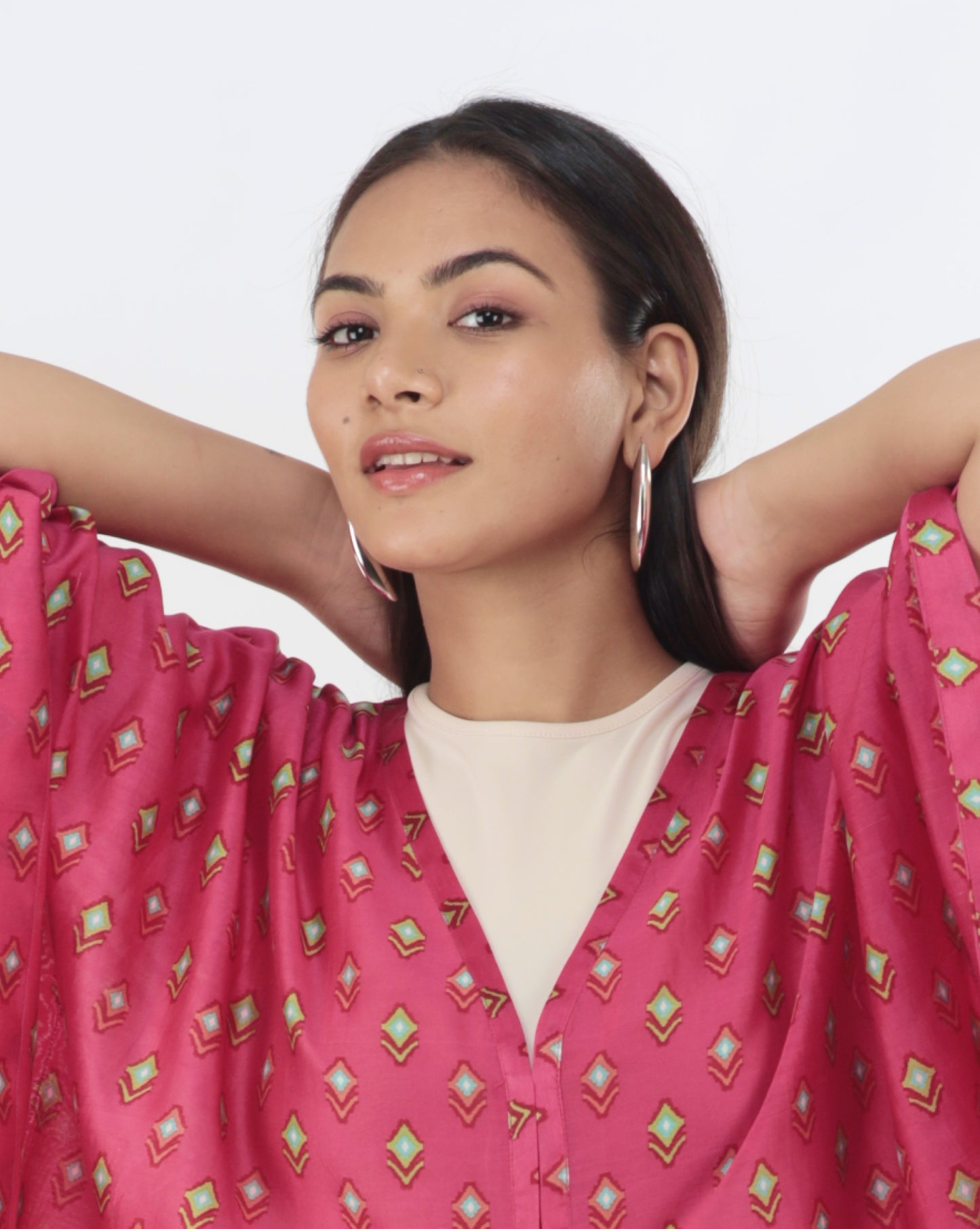 Pink Chanderi Cape with Statement Back Patch