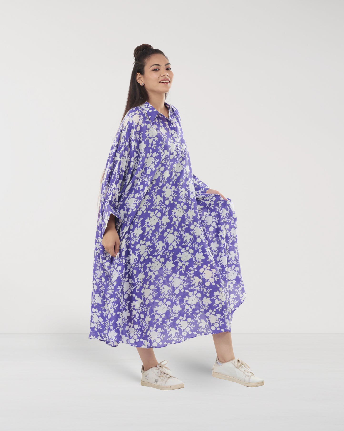 Purple Floral Muslin Maxi Dress