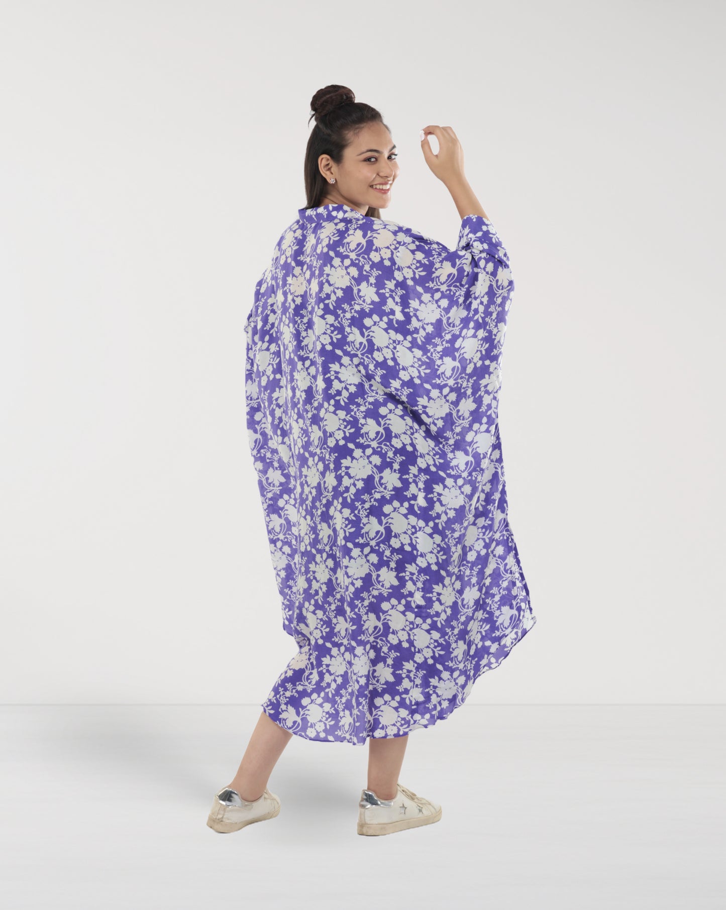 Purple Floral Muslin Maxi Dress