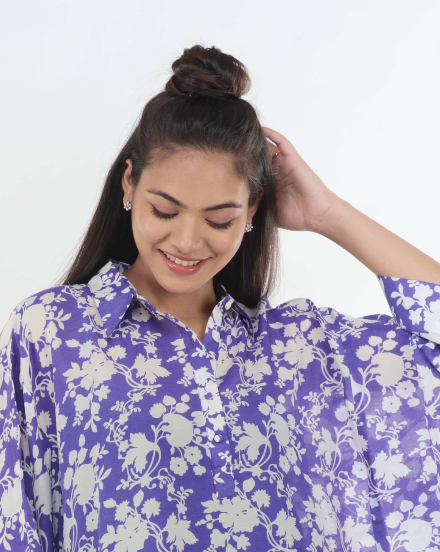 Purple Floral Muslin Maxi Dress