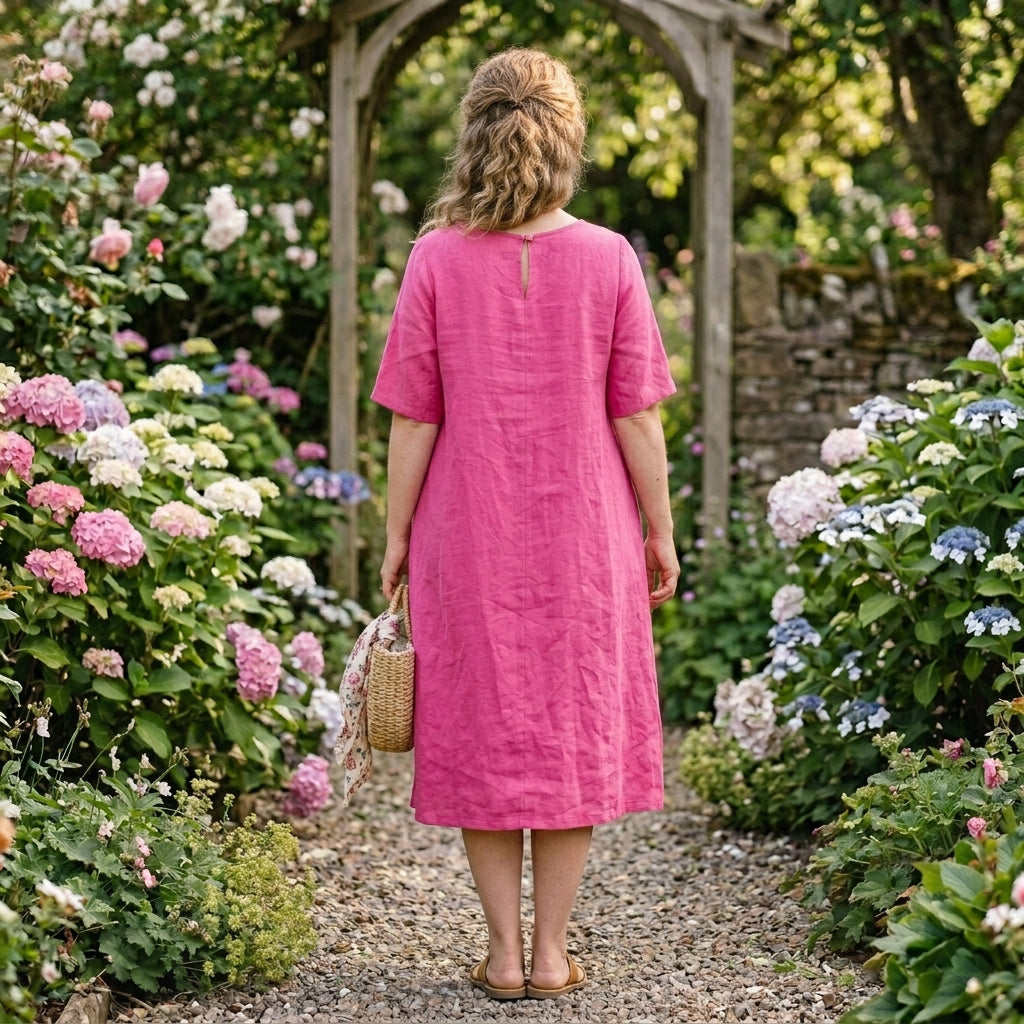 The Fuchsia Heritage Patchwork Midi Dress