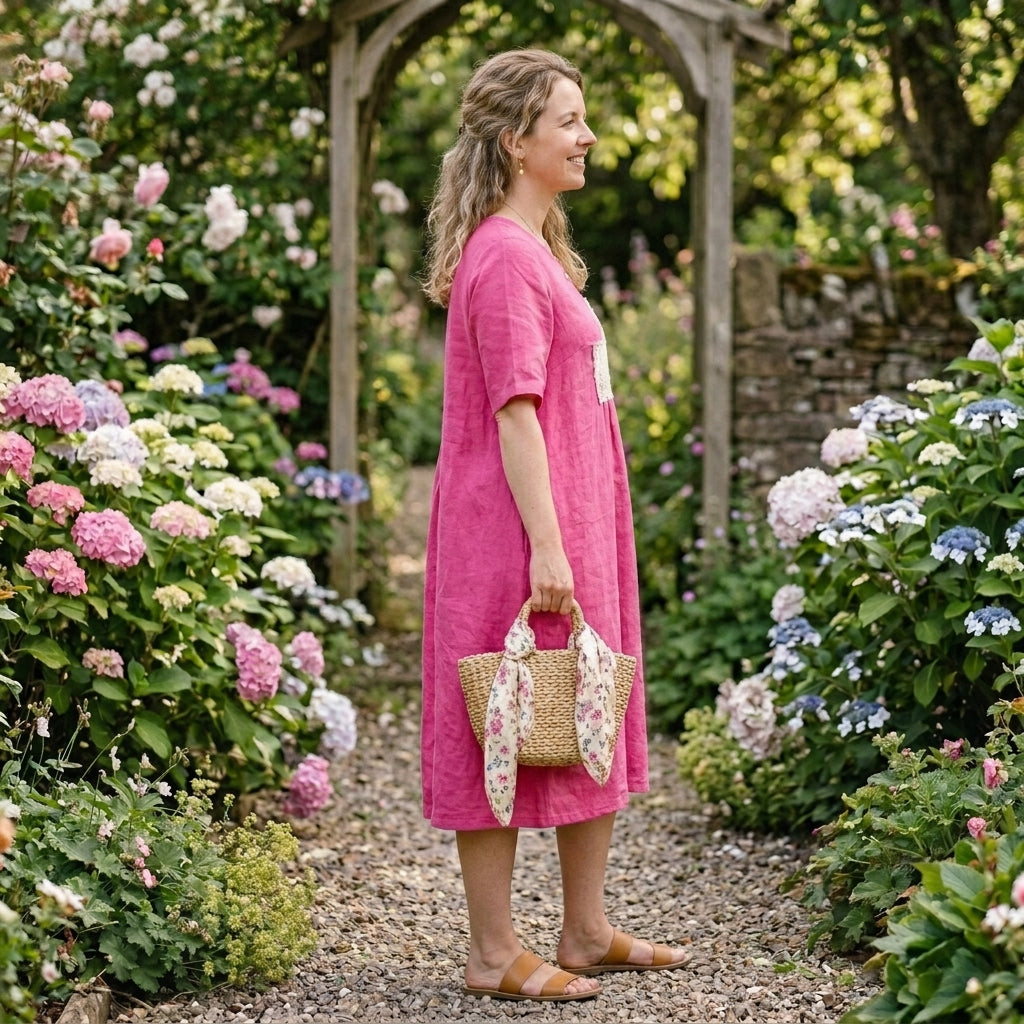 The Fuchsia Heritage Patchwork Midi Dress