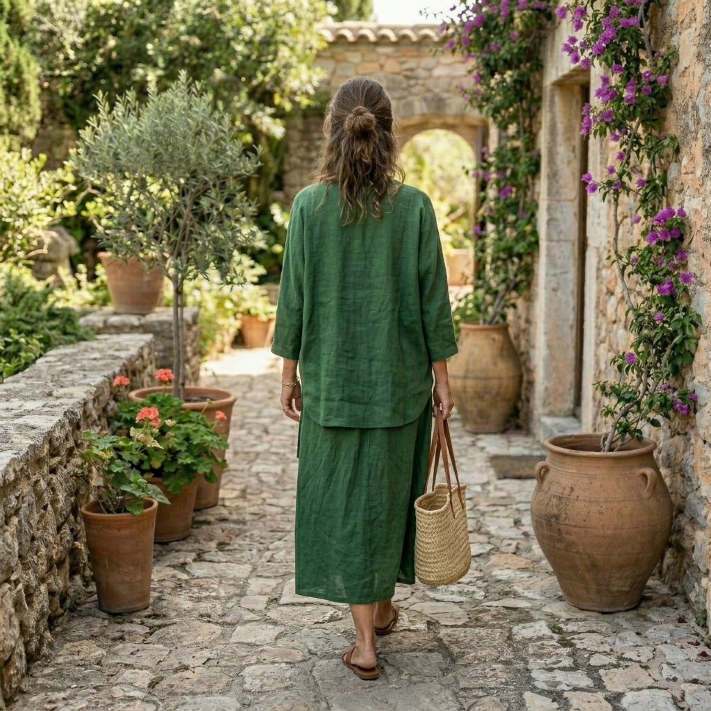 The Tuscany Meadow Linen Skirt Set
