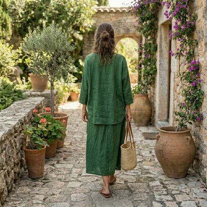 The Tuscany Meadow Linen Skirt Set
