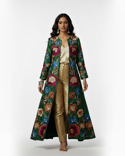 The Emerald Garden Silk Overcoat
