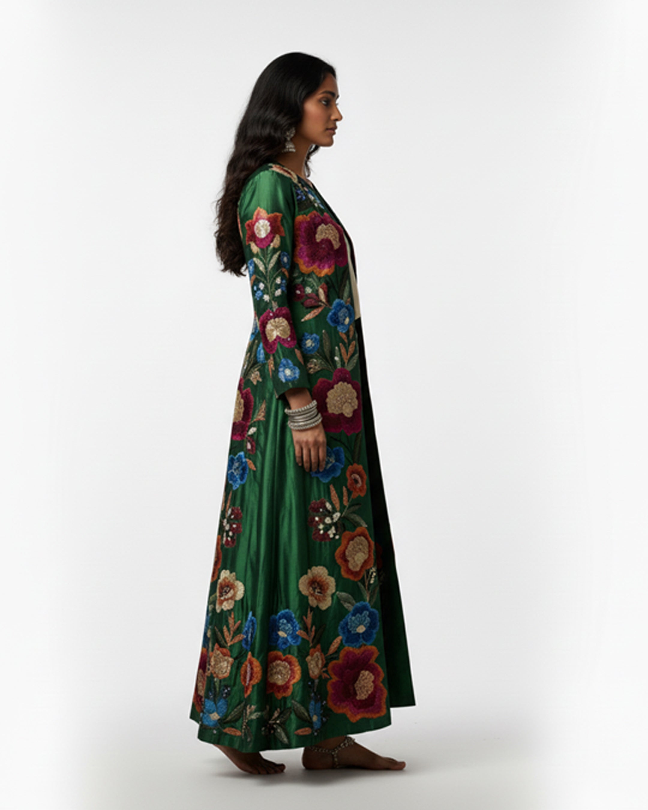 The Emerald Garden Silk Overcoat