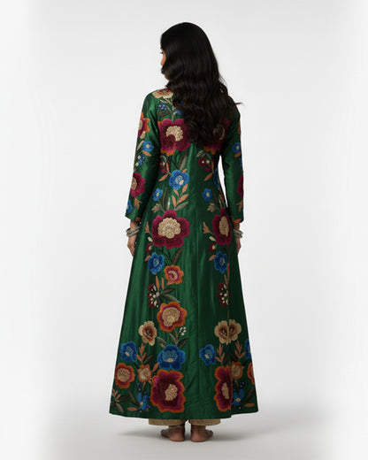 The Emerald Garden Silk Overcoat