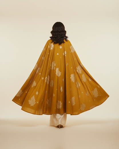 The 'Marigold Apex' Chanderi Cape